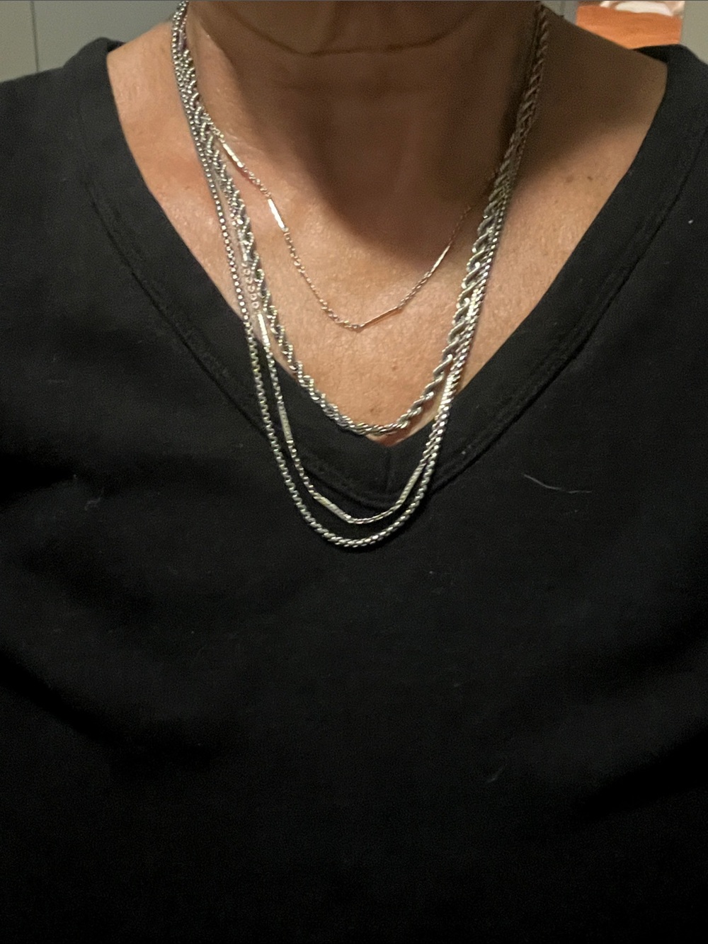 Layered Silver-Tone Women's Necklace Set - Elegant Multi-Chain Design